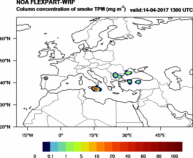 Column concentration of smoke TPM - 2017-04-14 13:00