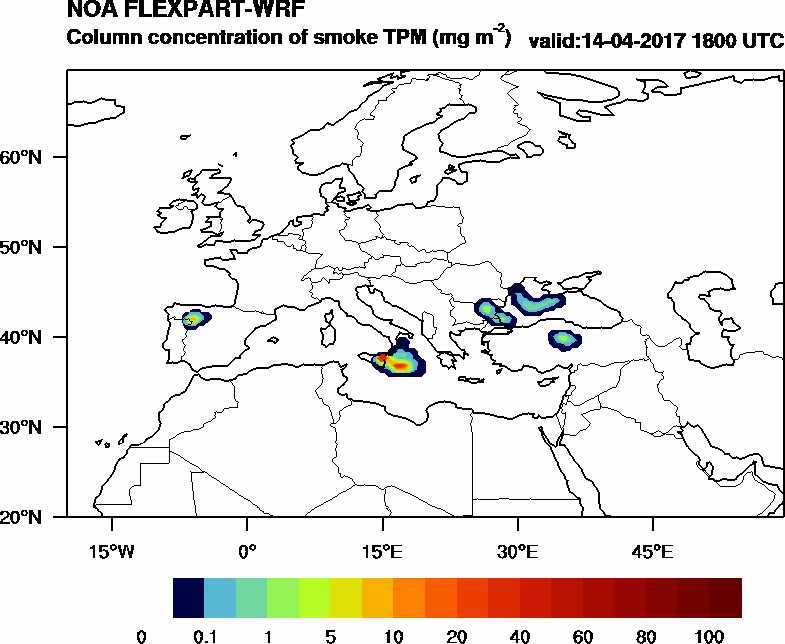 Column concentration of smoke TPM - 2017-04-14 18:00
