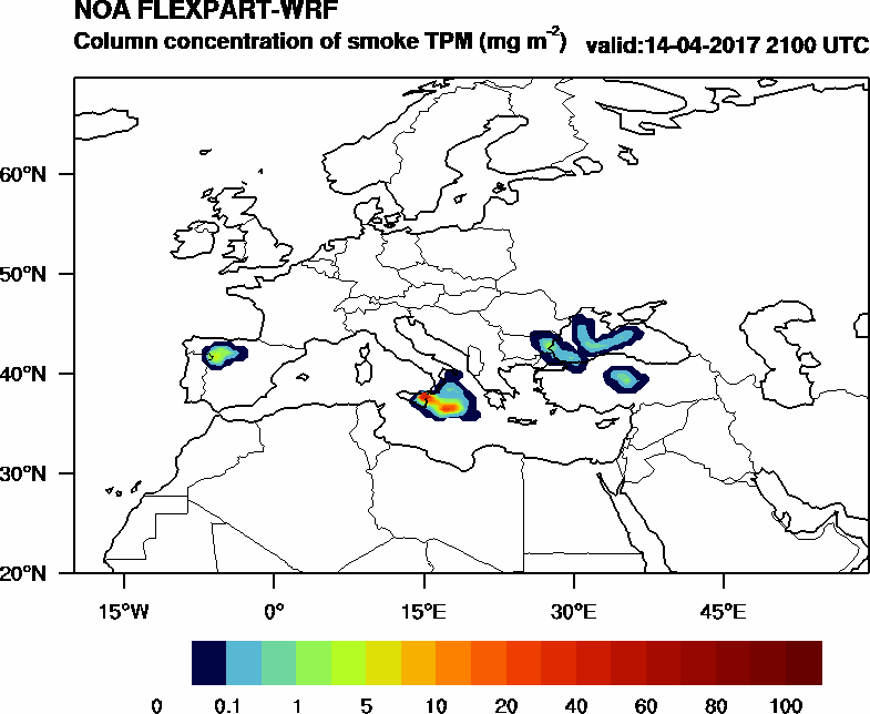 Column concentration of smoke TPM - 2017-04-14 21:00