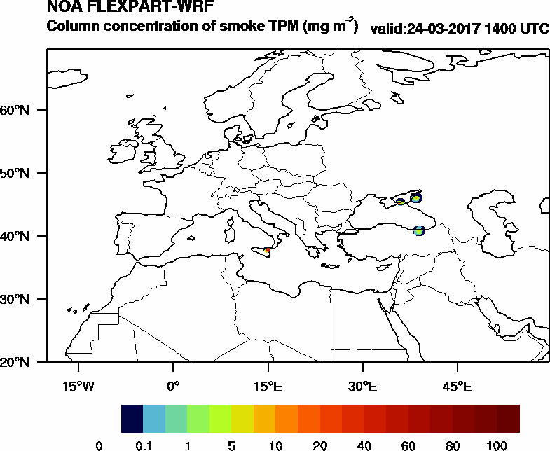 Column concentration of smoke TPM - 2017-03-24 14:00