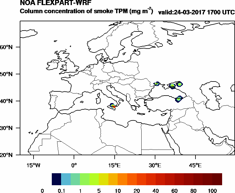 Column concentration of smoke TPM - 2017-03-24 17:00