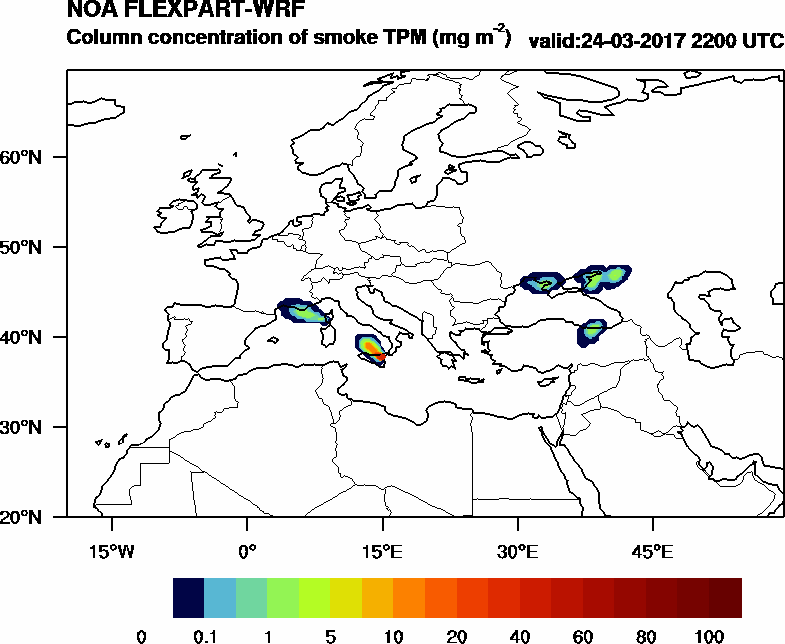 Column concentration of smoke TPM - 2017-03-24 22:00