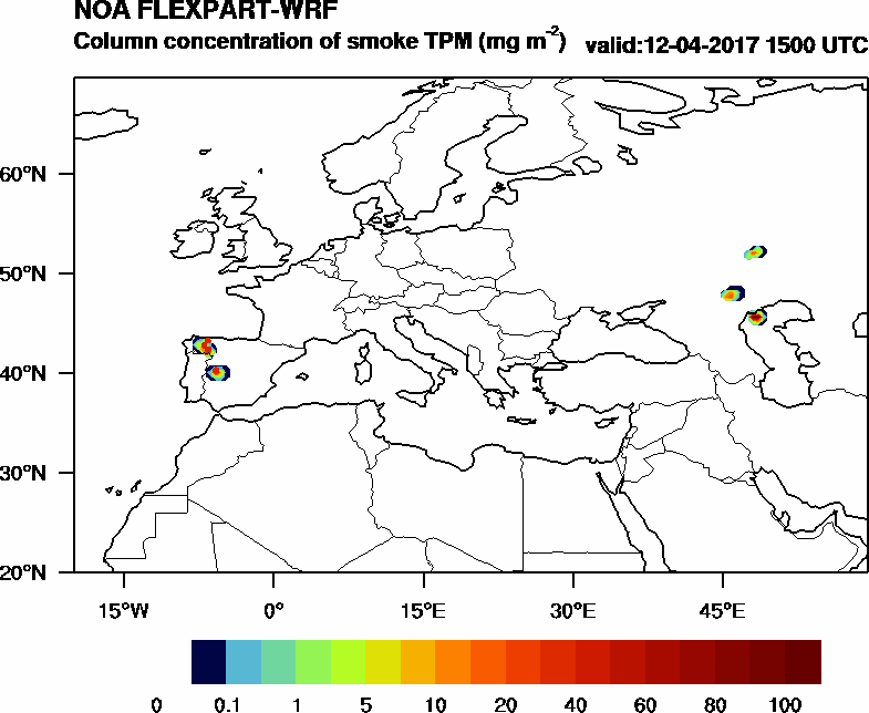 Column concentration of smoke TPM - 2017-04-12 15:00