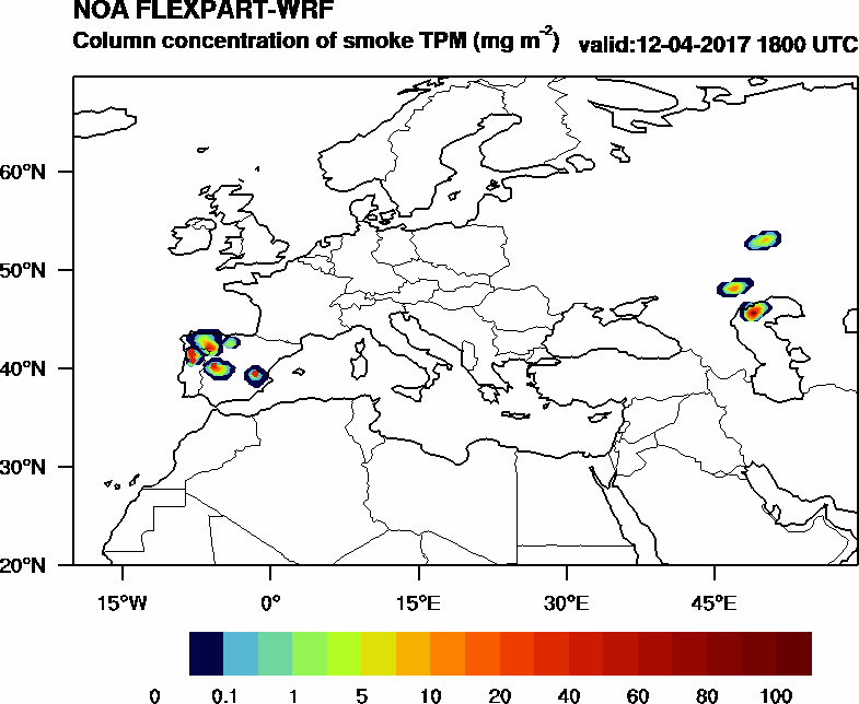 Column concentration of smoke TPM - 2017-04-12 18:00