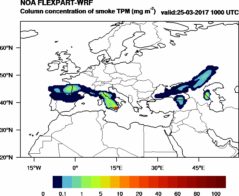 Column concentration of smoke TPM - 2017-03-25 10:00