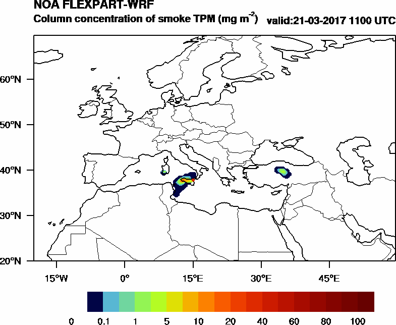Column concentration of smoke TPM - 2017-03-21 11:00