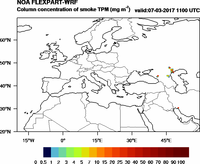 Column concentration of smoke TPM - 2017-03-07 11:00