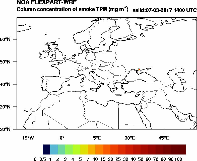 Column concentration of smoke TPM - 2017-03-07 14:00