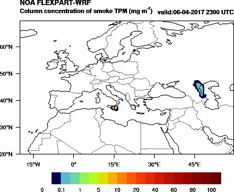 Column concentration of smoke TPM - 2017-04-06 23:00