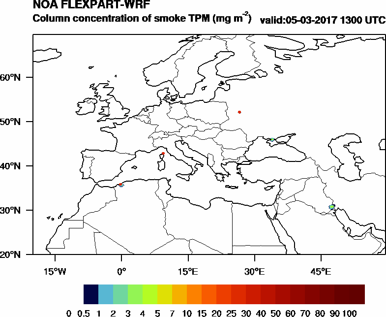 Column concentration of smoke TPM - 2017-03-05 13:00
