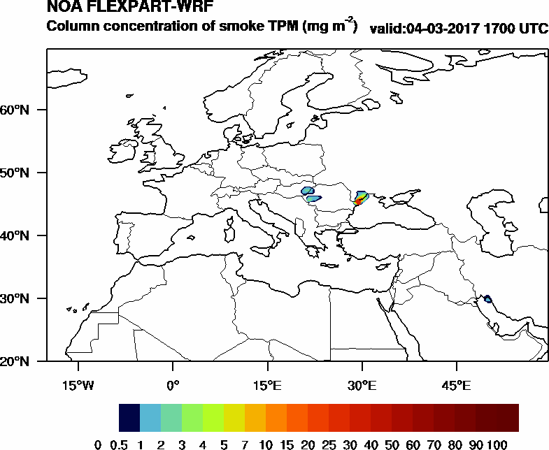 Column concentration of smoke TPM - 2017-03-04 17:00