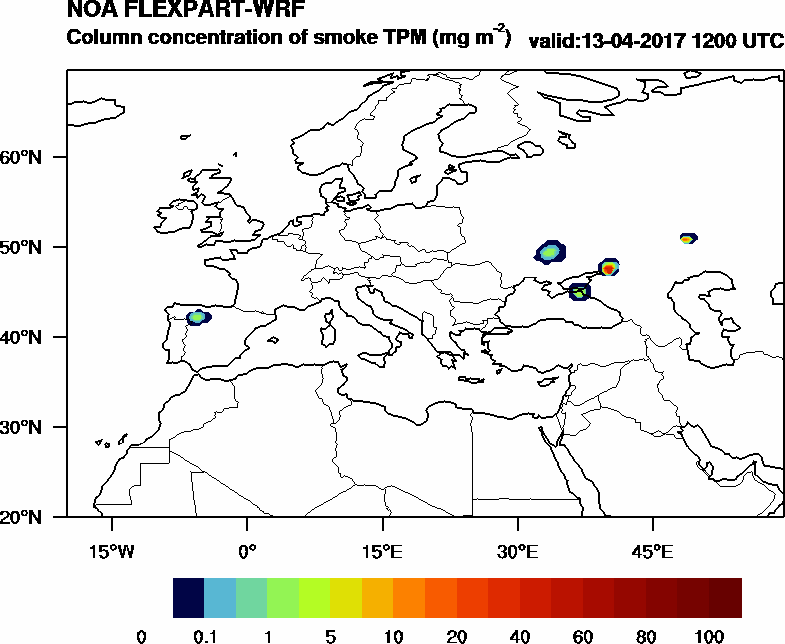 Column concentration of smoke TPM - 2017-04-13 12:00