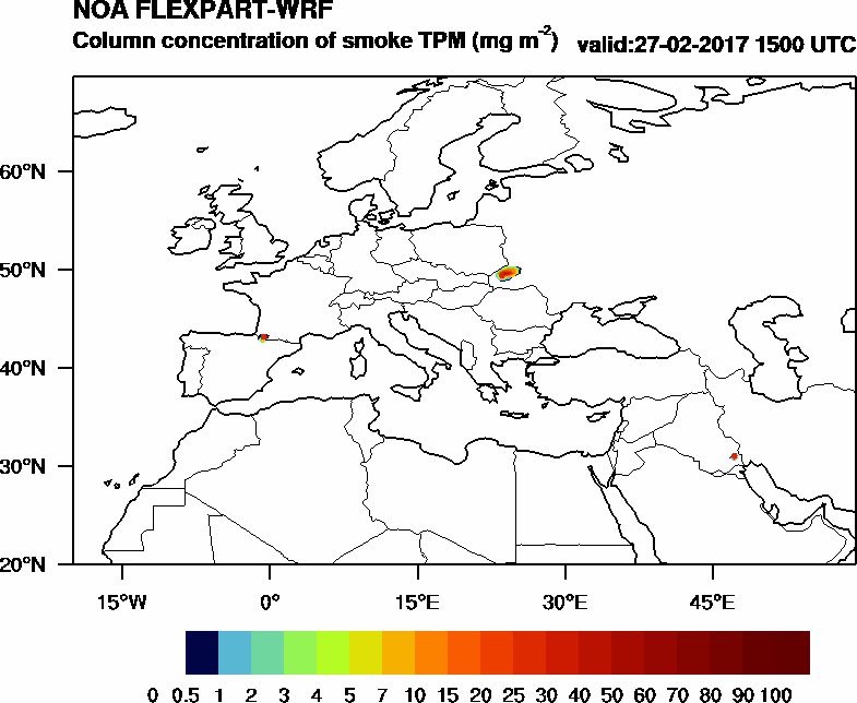 Column concentration of smoke TPM - 2017-02-27 15:00