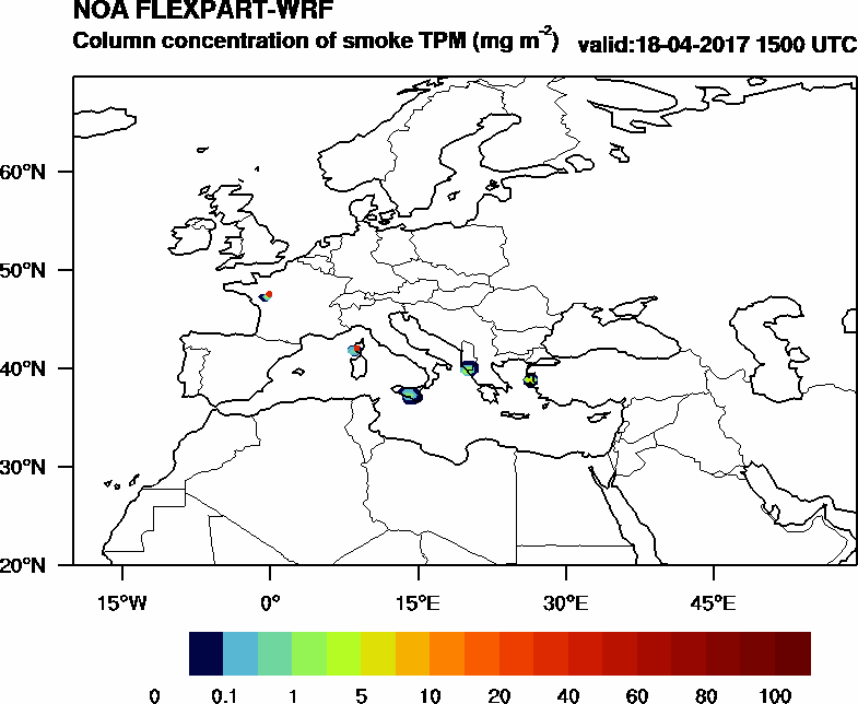 Column concentration of smoke TPM - 2017-04-18 15:00