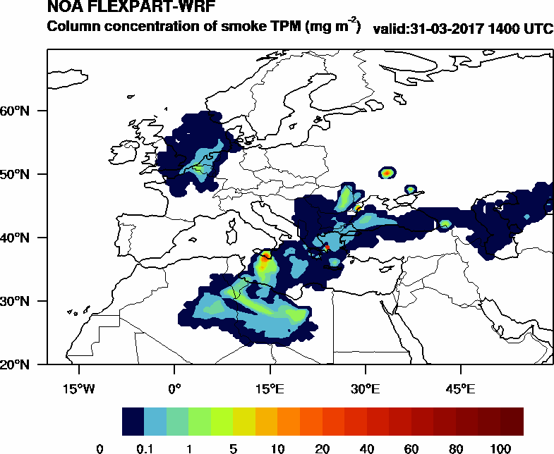 Column concentration of smoke TPM - 2017-03-31 14:00