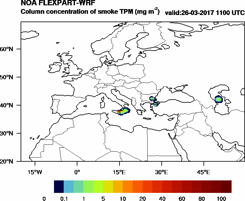 Column concentration of smoke TPM - 2017-03-26 11:00