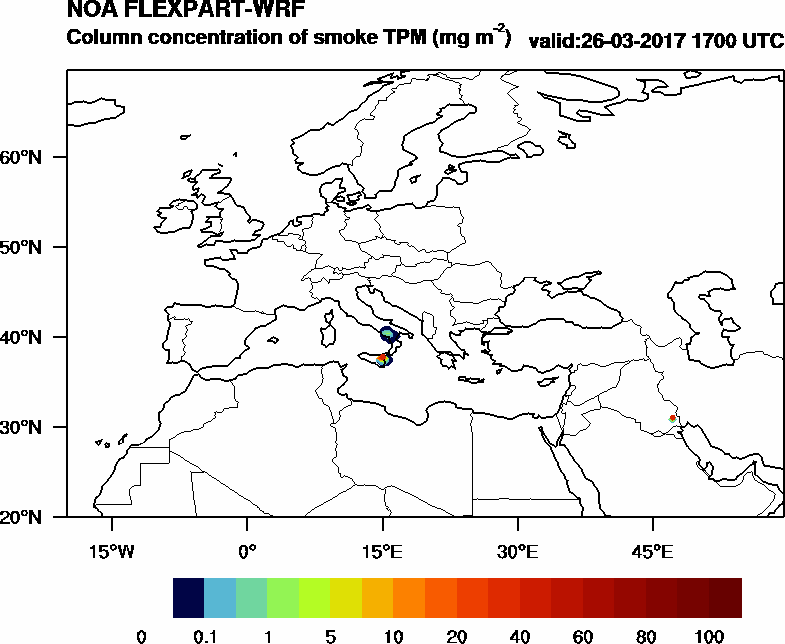 Column concentration of smoke TPM - 2017-03-26 17:00