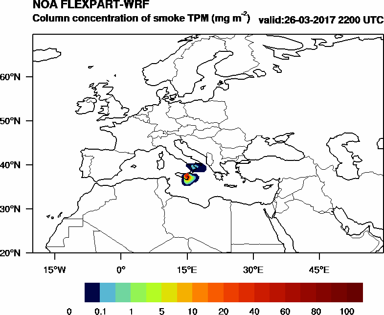 Column concentration of smoke TPM - 2017-03-26 22:00