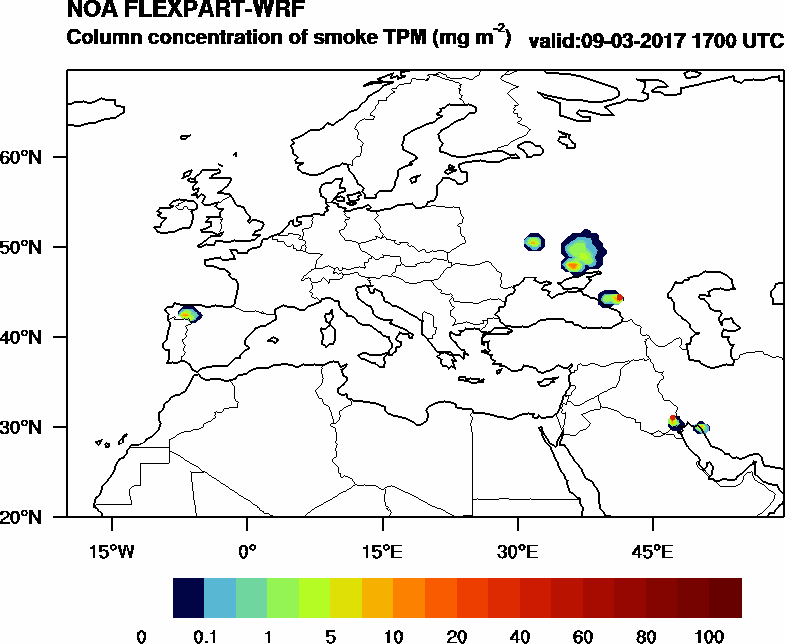 Column concentration of smoke TPM - 2017-03-09 17:00