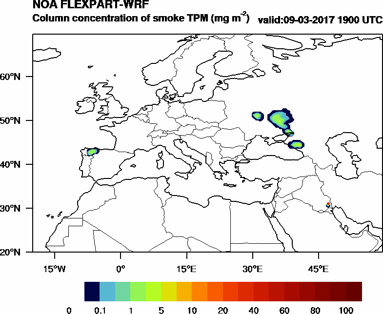 Column concentration of smoke TPM - 2017-03-09 19:00