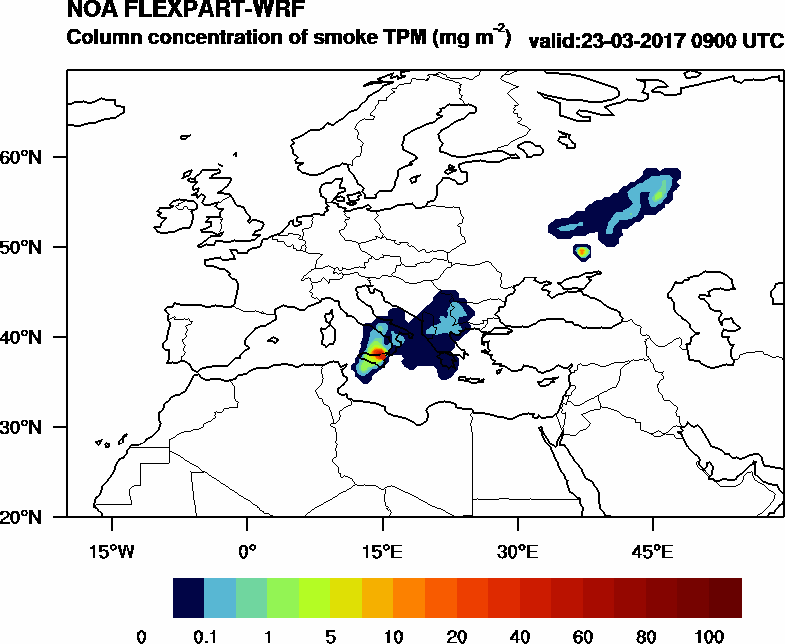 Column concentration of smoke TPM - 2017-03-23 09:00