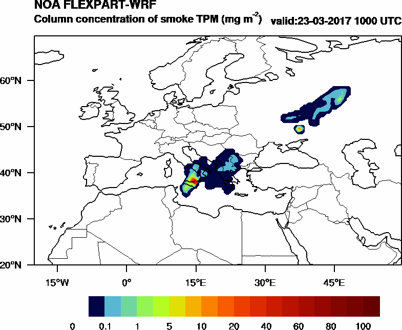 Column concentration of smoke TPM - 2017-03-23 10:00