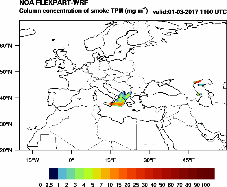 Column concentration of smoke TPM - 2017-03-01 11:00