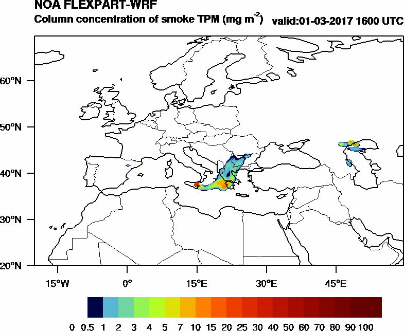 Column concentration of smoke TPM - 2017-03-01 16:00