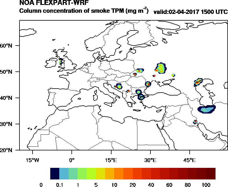 Column concentration of smoke TPM - 2017-04-02 15:00