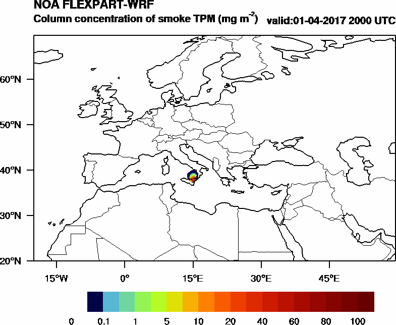 Column concentration of smoke TPM - 2017-04-01 20:00