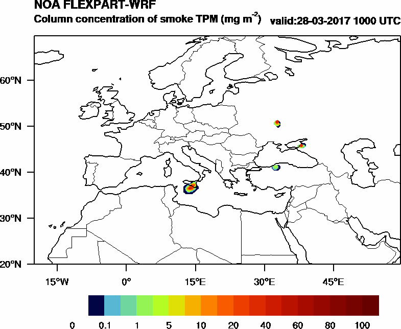 Column concentration of smoke TPM - 2017-03-28 10:00