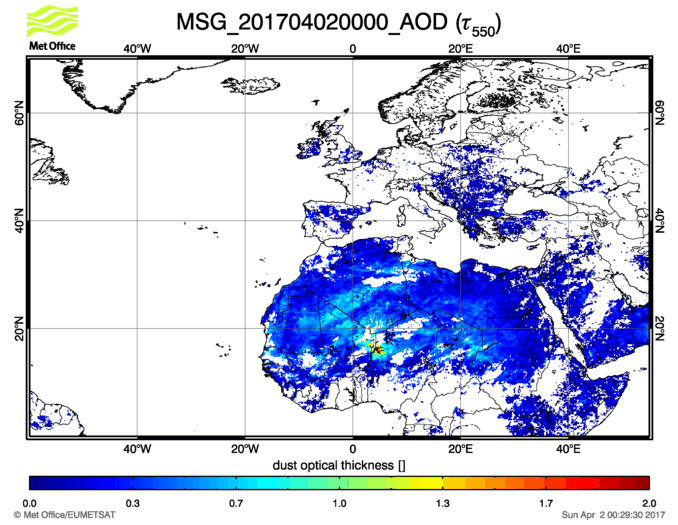 Aerosol Optical Depth - 2017-04-02 00:00