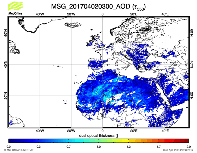 Aerosol Optical Depth - 2017-04-02 03:00