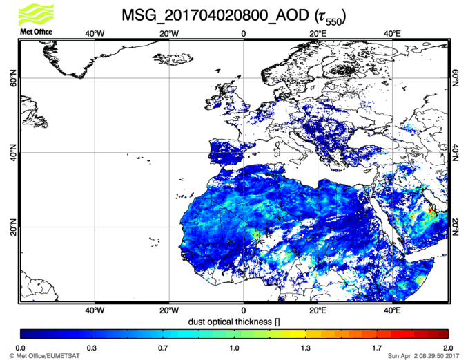 Aerosol Optical Depth - 2017-04-02 08:00