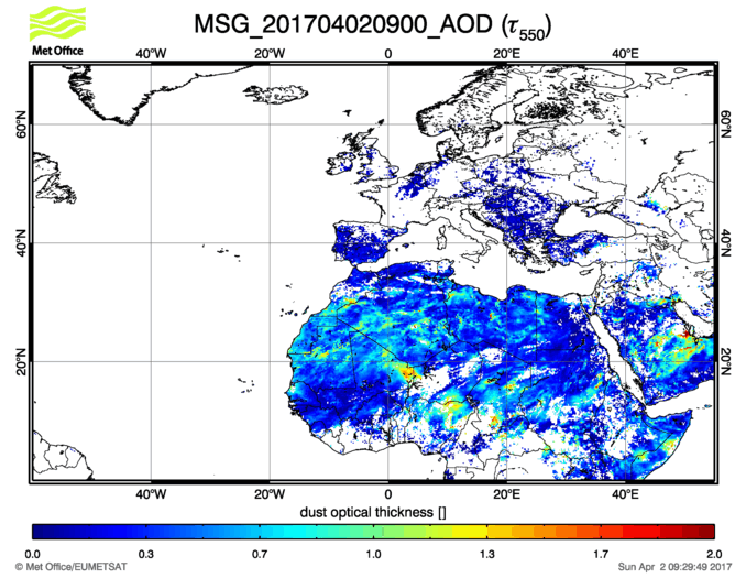 Aerosol Optical Depth - 2017-04-02 09:00