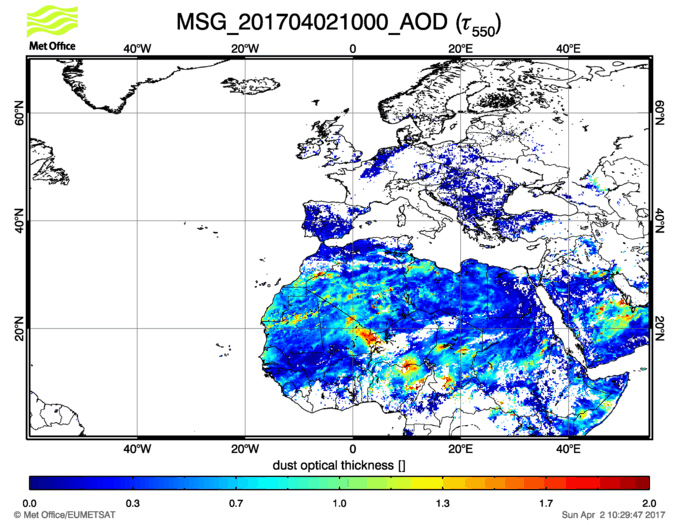 Aerosol Optical Depth - 2017-04-02 10:00