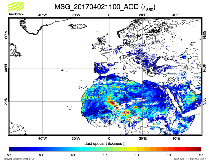 Aerosol Optical Depth - 2017-04-02 11:00