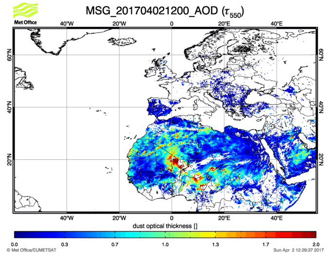 Aerosol Optical Depth - 2017-04-02 12:00