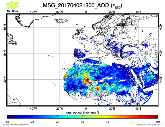 Aerosol Optical Depth - 2017-04-02 13:00