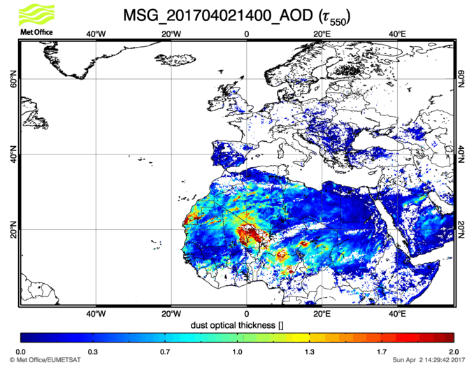 Aerosol Optical Depth - 2017-04-02 14:00