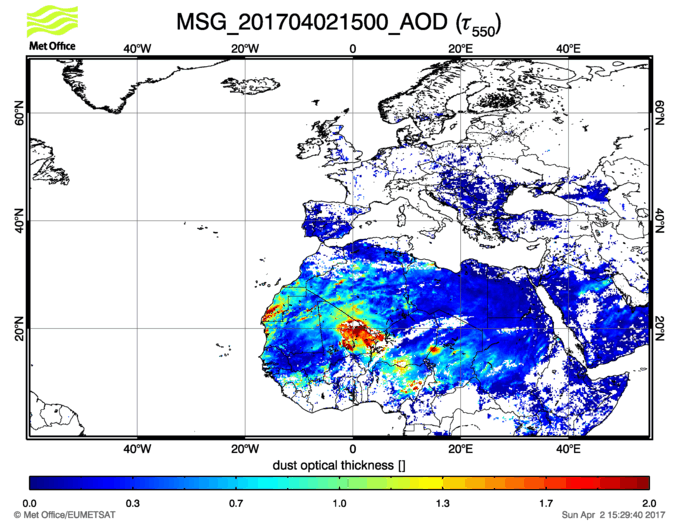 Aerosol Optical Depth - 2017-04-02 15:00