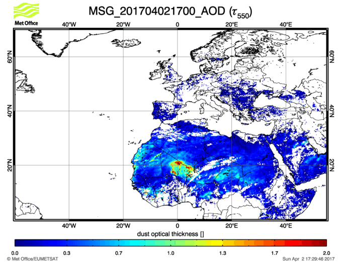 Aerosol Optical Depth - 2017-04-02 17:00