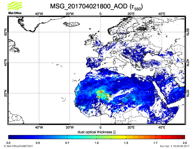 Aerosol Optical Depth - 2017-04-02 18:00