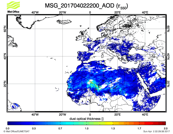 Aerosol Optical Depth - 2017-04-02 22:00