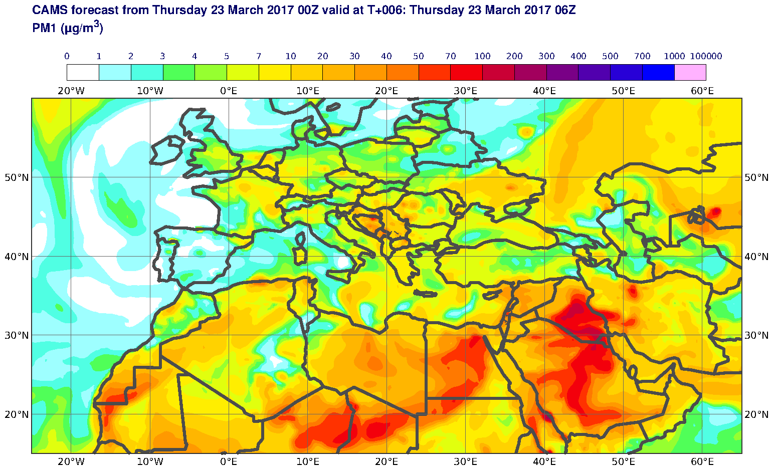 PM1 (μg/m3) valid at T6 - 2017-03-23 06:00