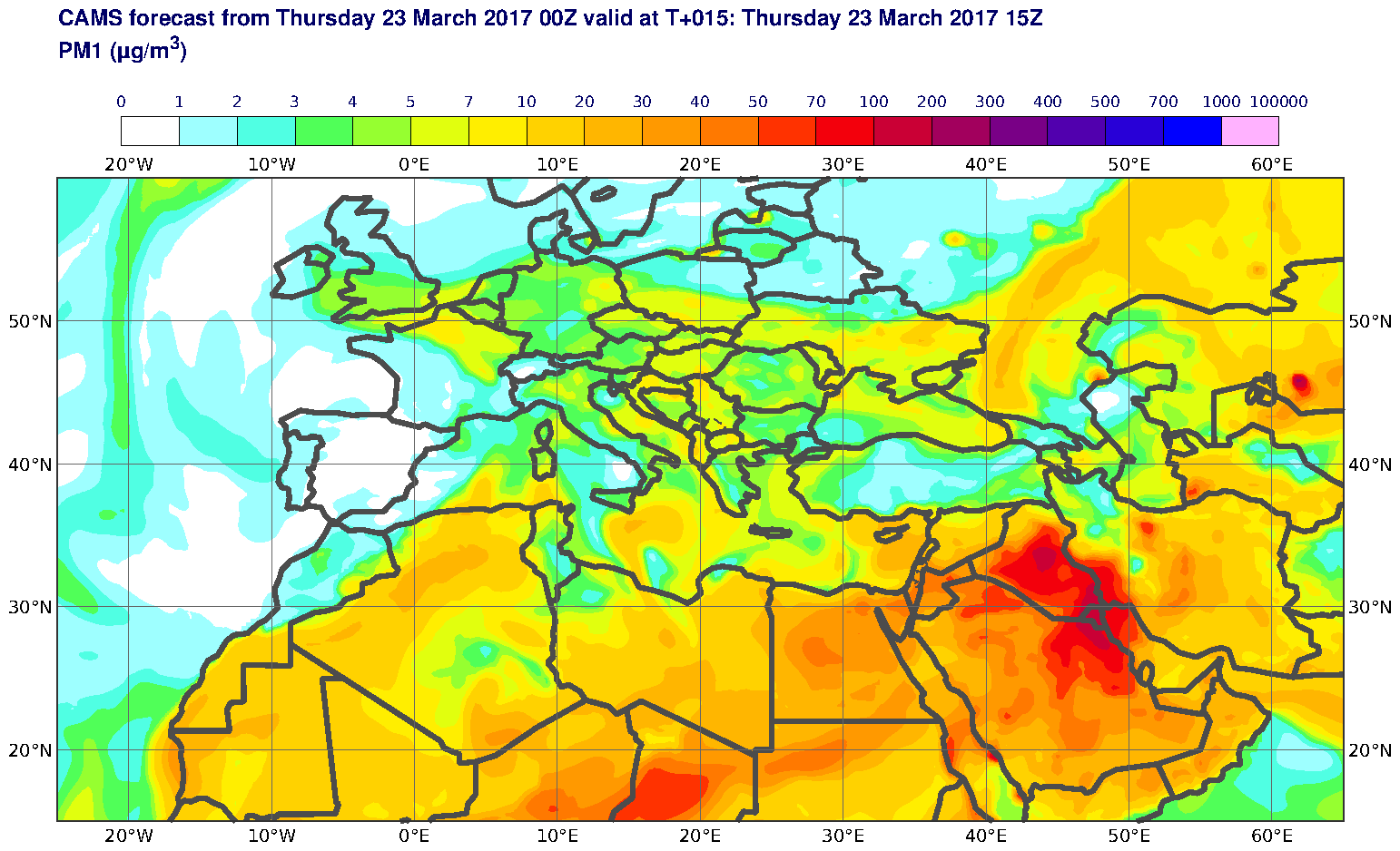 PM1 (μg/m3) valid at T15 - 2017-03-23 15:00