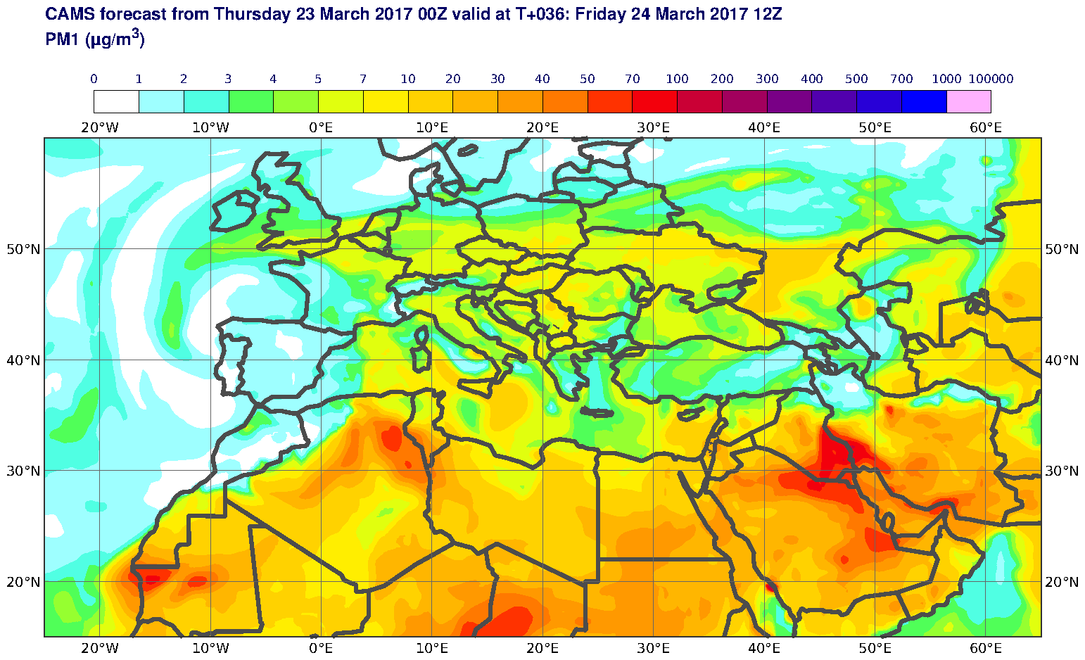 PM1 (μg/m3) valid at T36 - 2017-03-24 12:00