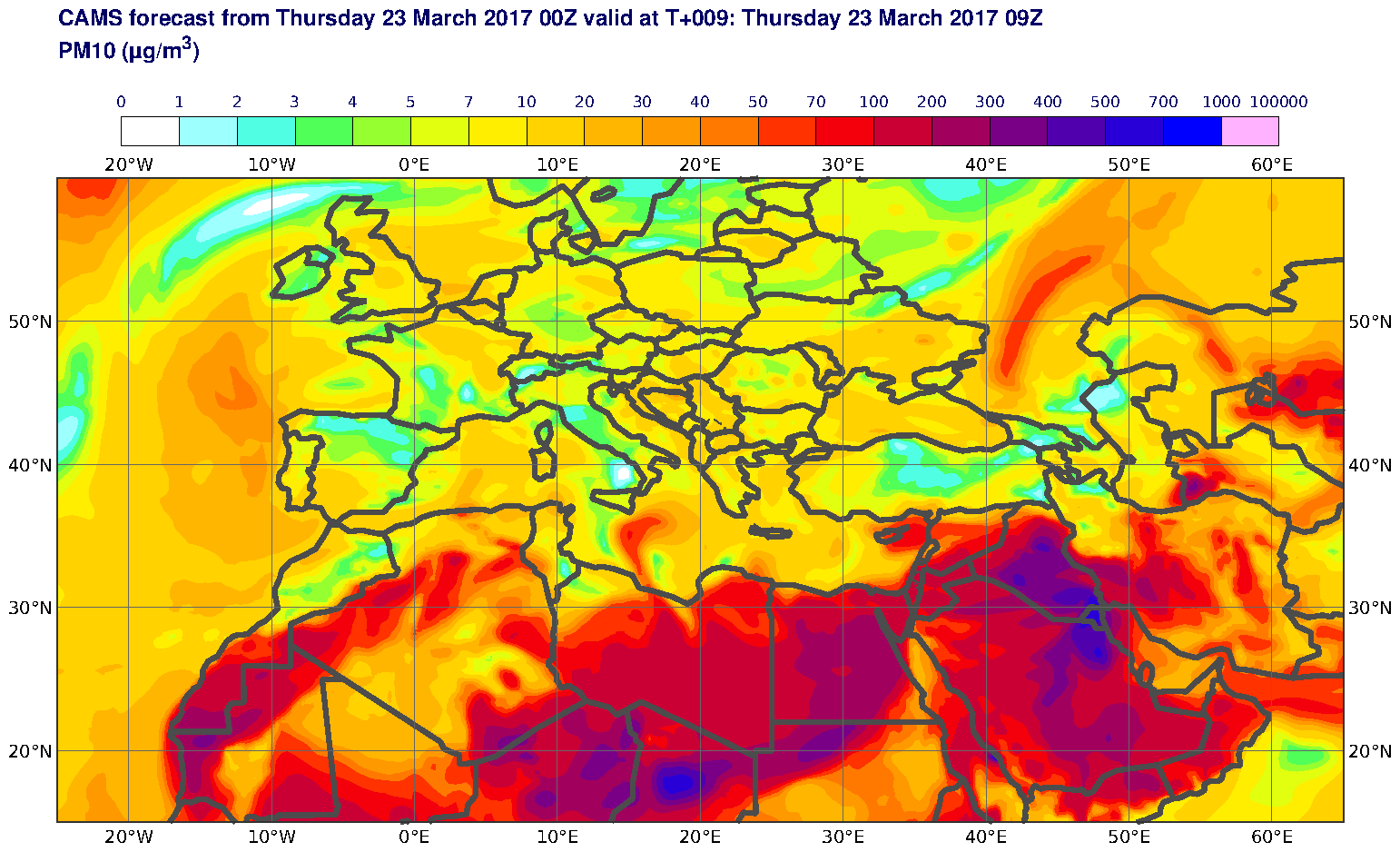 PM10 (μg/m3) valid at T9 - 2017-03-23 09:00