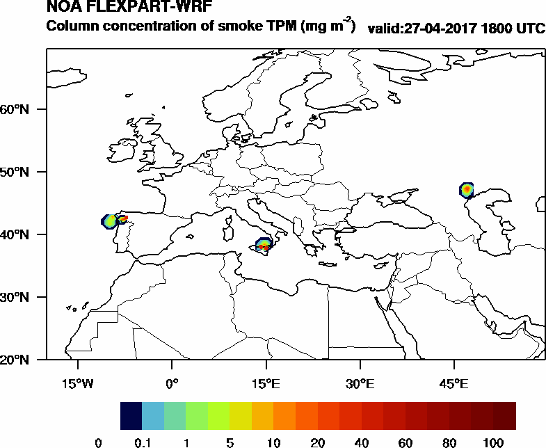 Column concentration of smoke TPM - 2017-04-27 18:00