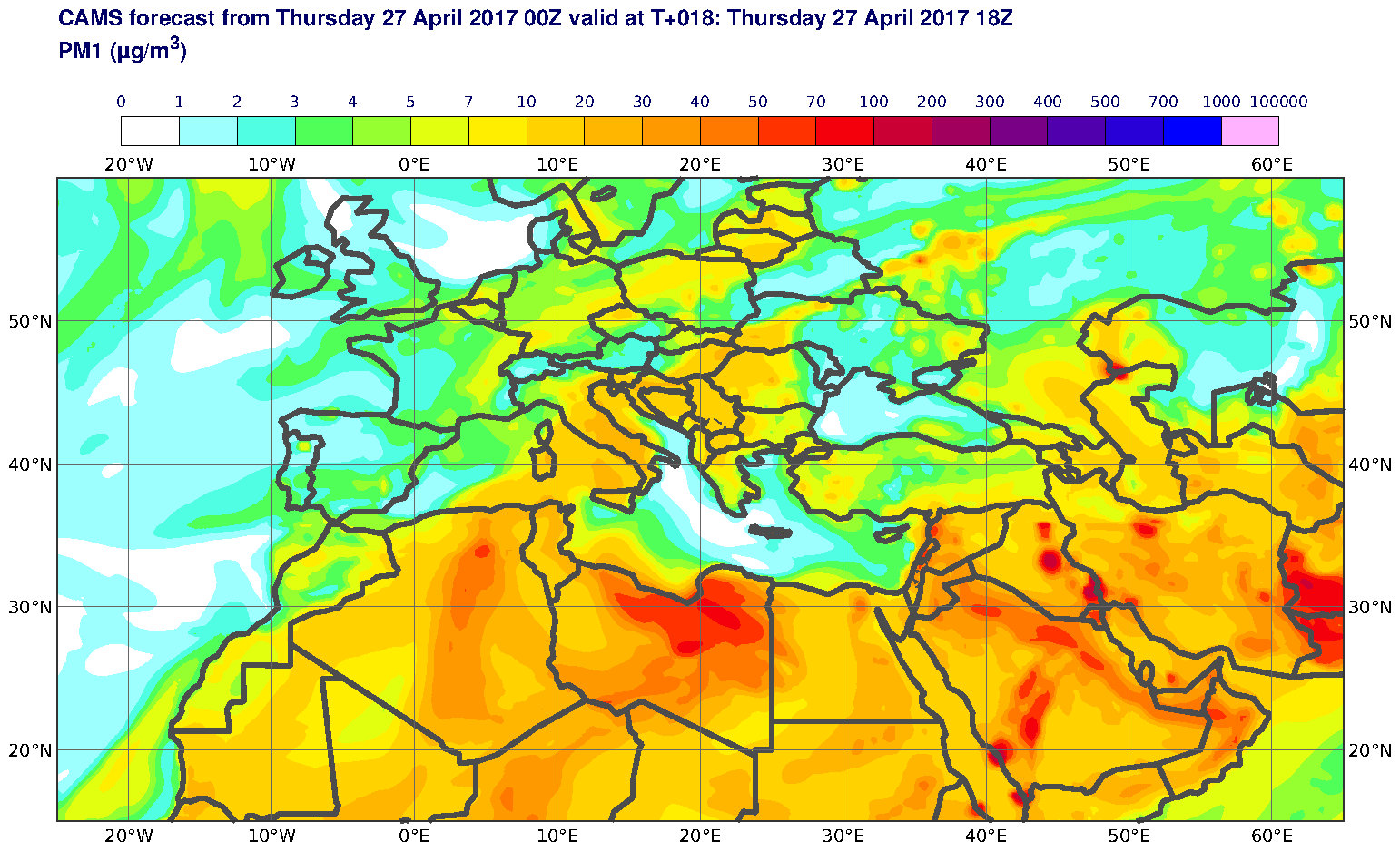 PM1 (μg/m3) valid at T18 - 2017-04-27 18:00